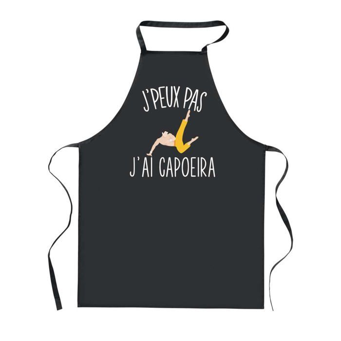 Tablier de cuisine - PLANETEE - J'peux Pas Capoeira - Noir - 90x60 cm - Polyester, impression France