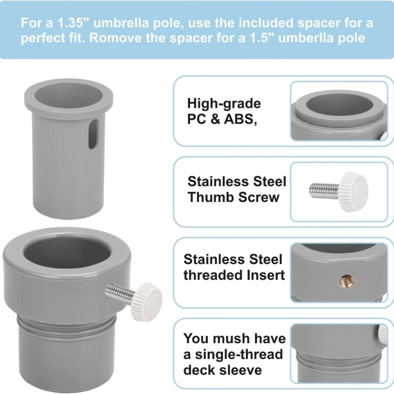 Umbrella Rod Stabilizer Adapter Umbrellas Hole Holder Insert Pool Shade Grip Sleeve Attachment Adapter Plastic