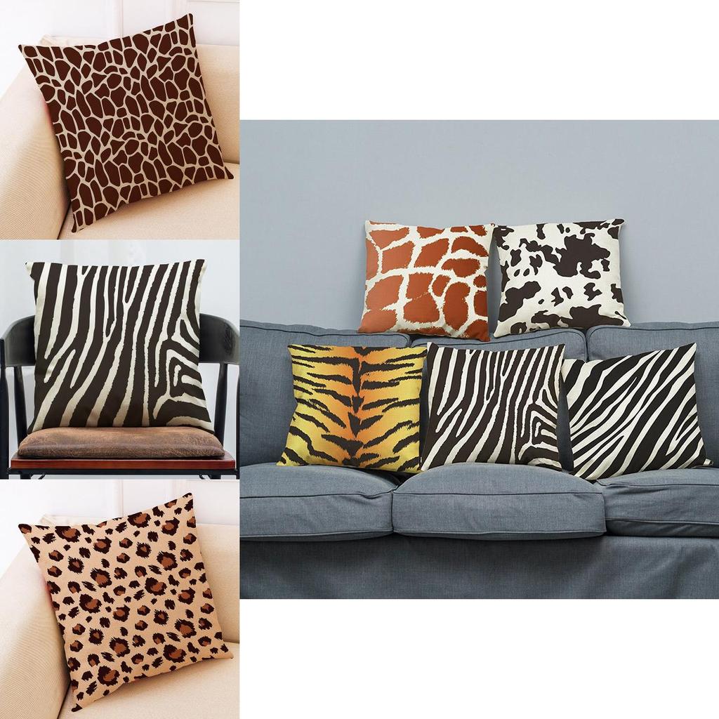 Skin Zebra Animal Leopard Print Pillow Case Sofa Throw Cushion Cover Decor