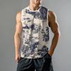 Мужская мода принтованный спортивный повседневный жилет без рукавов