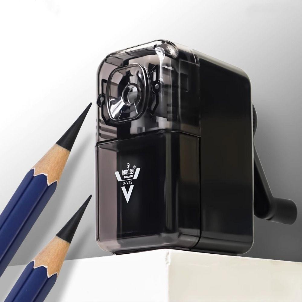 Transparent/Black Hand Crank Pencil Sharpener Adjustable Pen Sharpener School Stationery