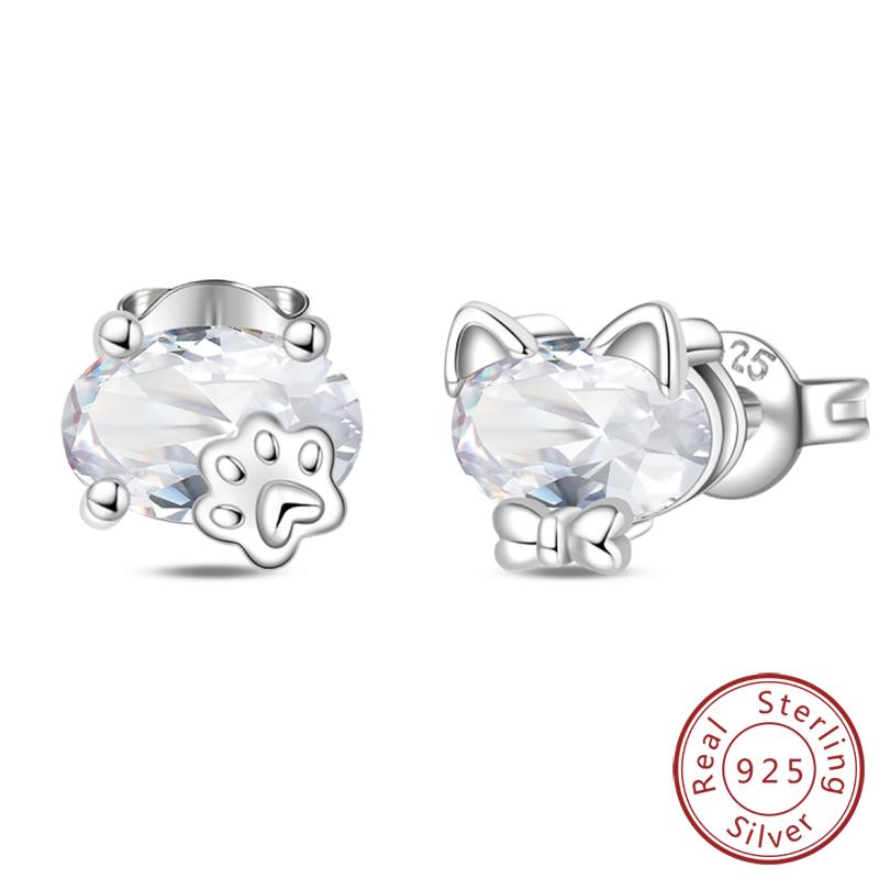 Earrings 925 Silver Shining Snowflake Mini Butterfly Ear Studs For Women Fine Birthday Party Jewelry Gifts