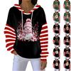 Women's Loose And Comfortable Drawstring V-neck Long Sleeved Christmas Print Hoodie