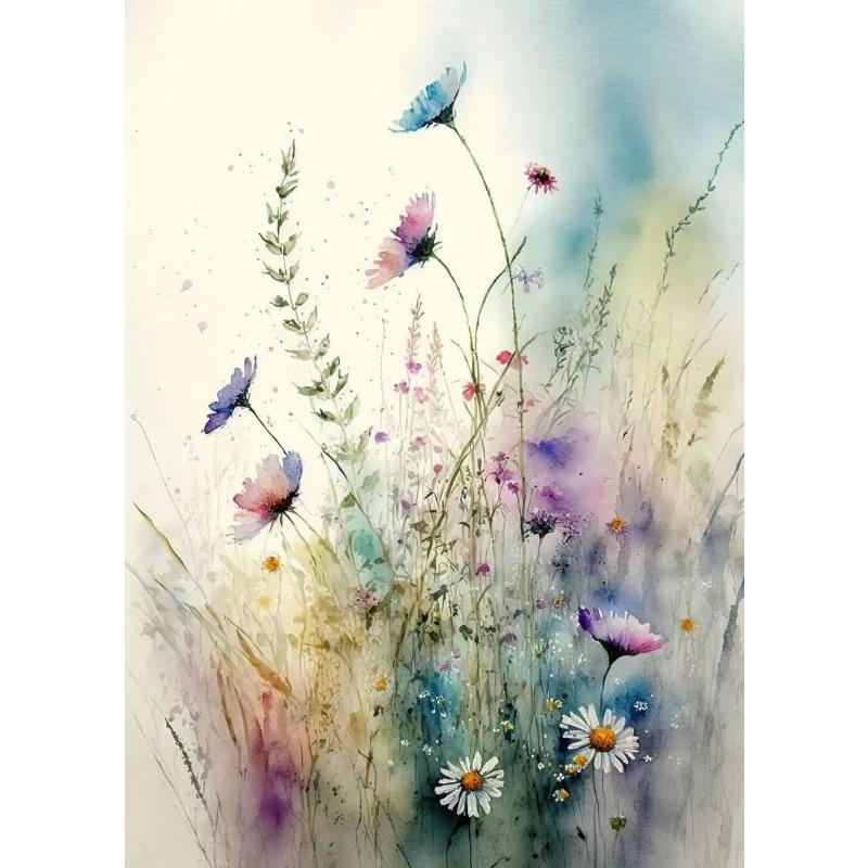 Цветы в акварельном стиле Книги Пейзажное искусство Постер Холст Живопись Настенные принты Картина для гостиной Домашний декор