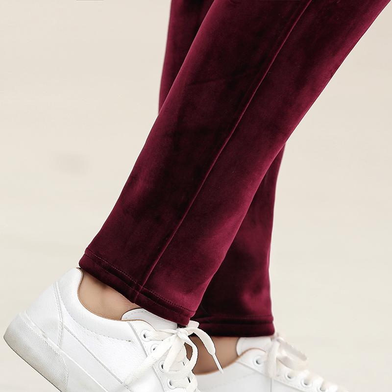 Зимние утепленные бархатные брюки-карандаш женские с высокой талией на флисовой подкладке брюки длиной до щиколотки облегающие леггинсы