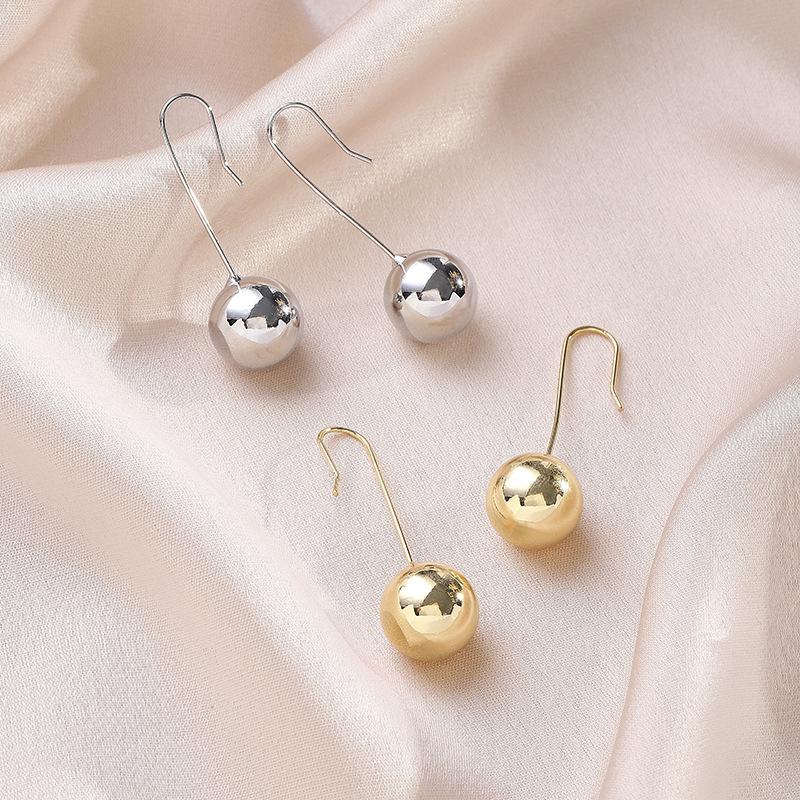 2023 Minimalist Geometric Earrings: European & American Niche Style with Round Bead Ear Hooks