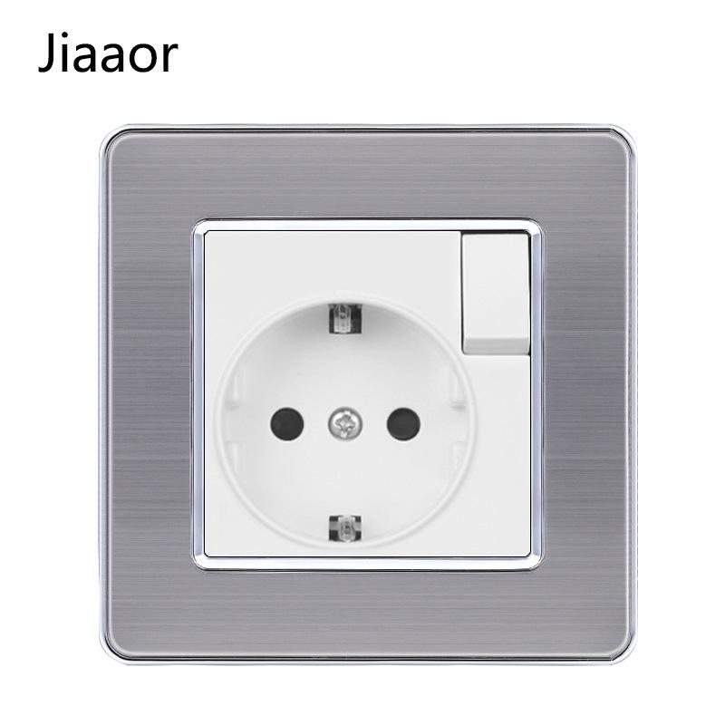 Европейский стандарт 86 тип Панель из нержавеющей стали для двойного выключателя и розетки с USB-C, Немецкий стиль, Встраиваемый настенный монтаж.