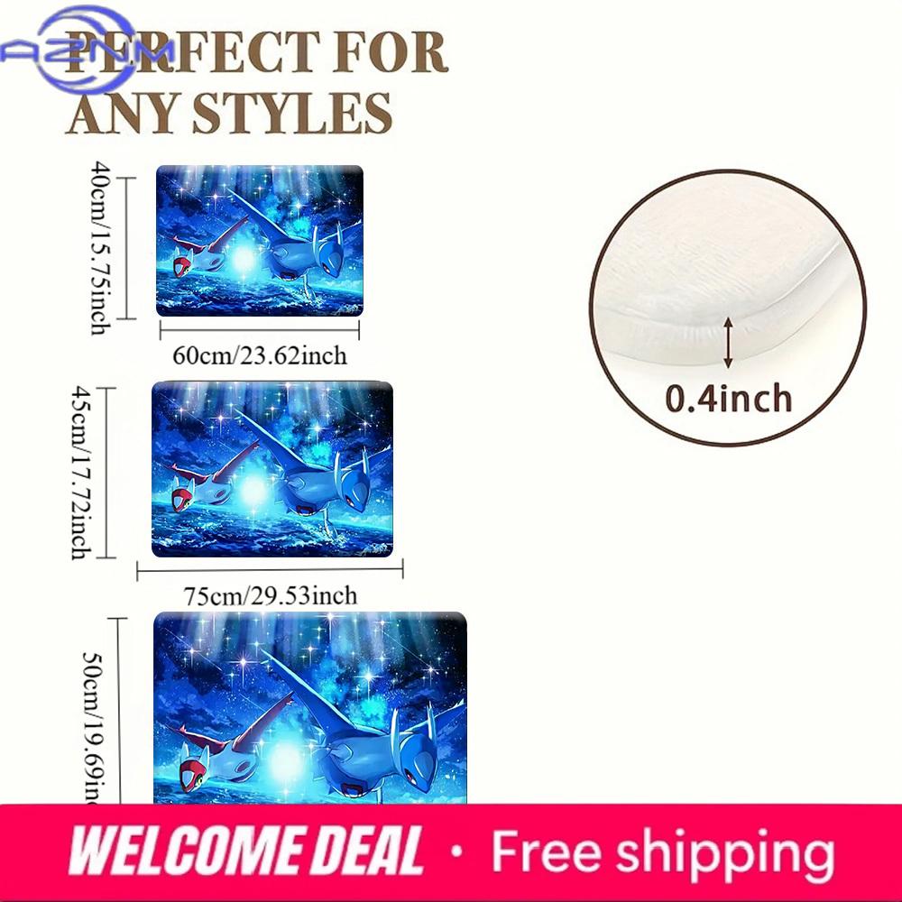 Pokemon Latios and Latias Starry Ocean Print Non-Slip Doormat, Absorbent Floor Mat for Home Decor