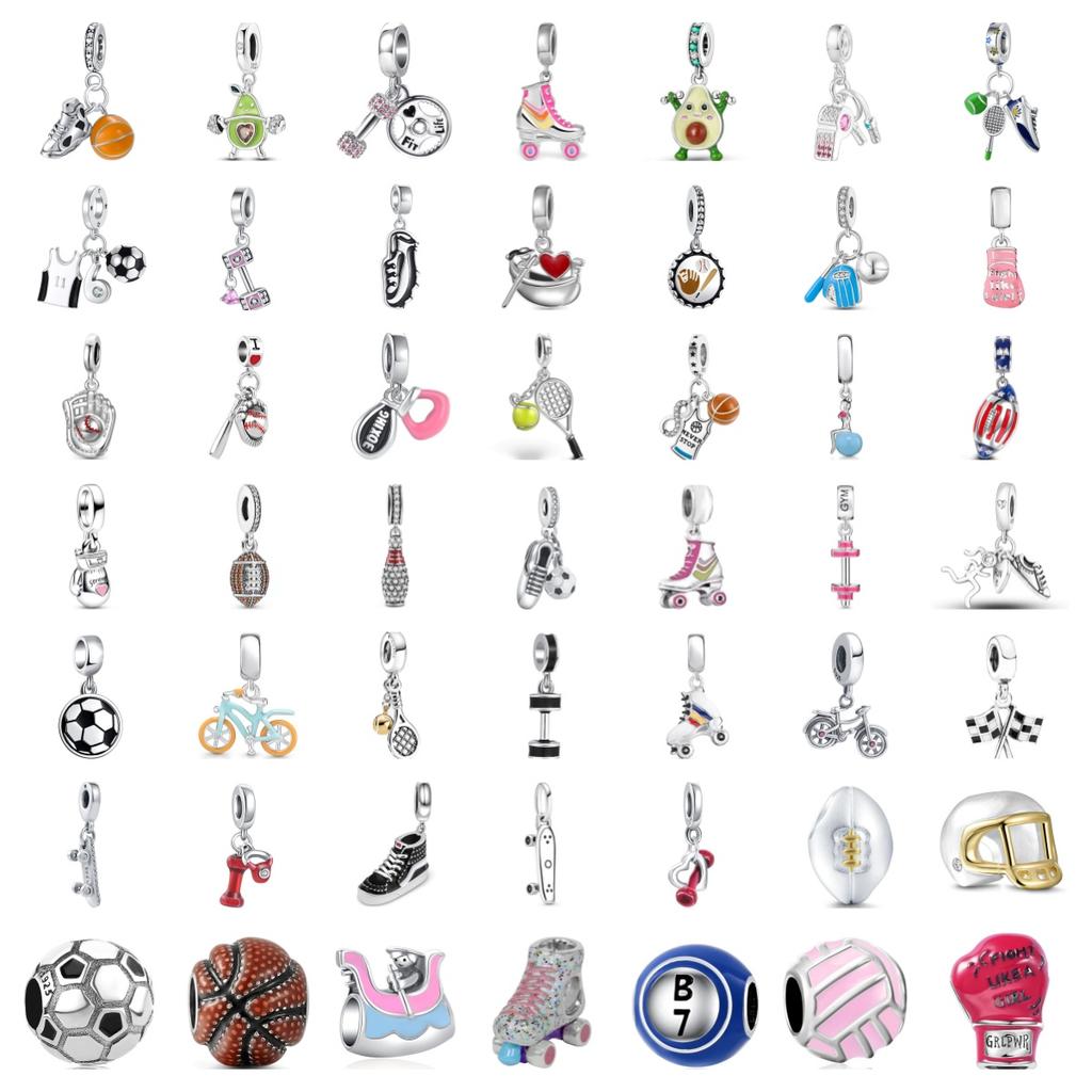 Европа Медный Гантель Йога Скейт Шарм Fit Оригинальный Браслет Украшения Подвеска Коллекция Бусины Сестры Подвески Аксессуары