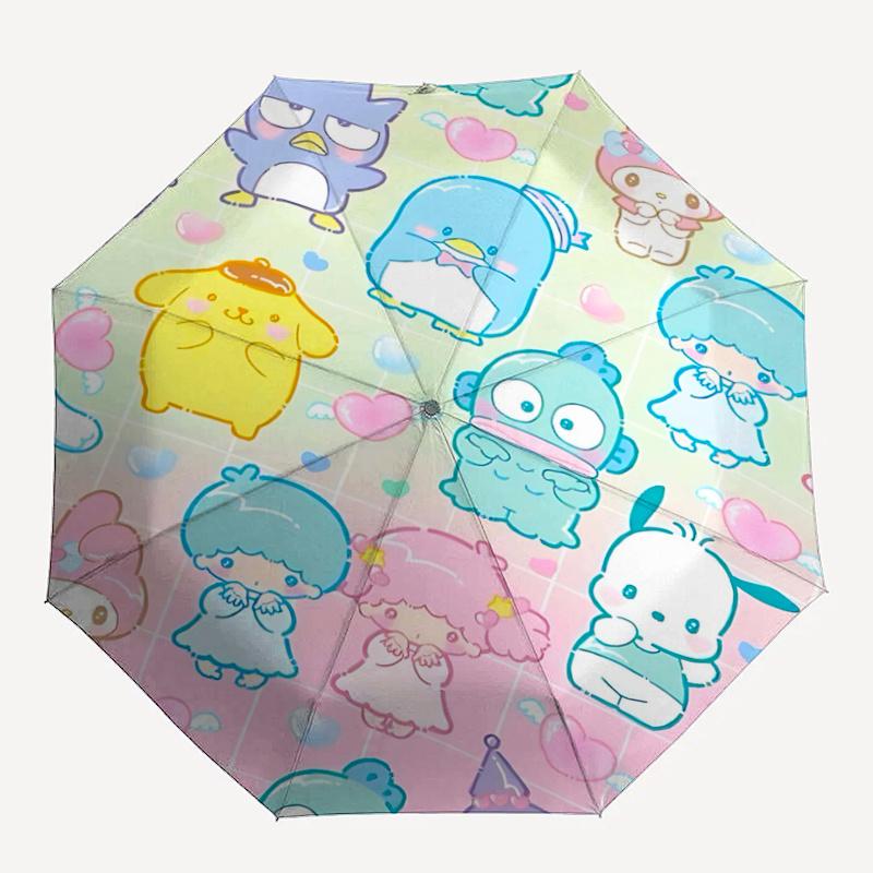 1pc Sanrio Characters Auto-Folding Umbrella - Portable 3-Fold Design with 8-Bone Iron Frame, Perfect for Fans, Travel, Daily Use, and Festive Gifts.Q0