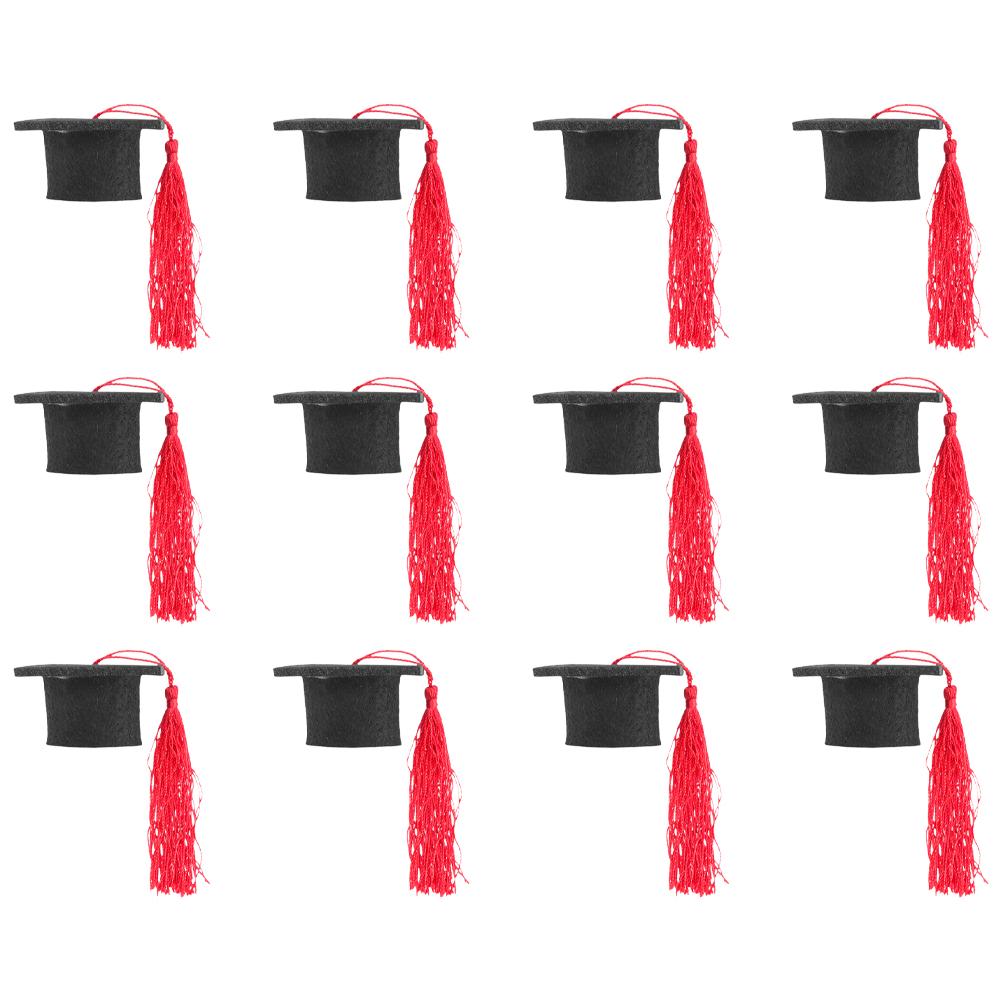 12 шт. Мини-докторская шляпа, выпускной колпачок для бутылки, украшение для вечеринки, нетканый материал, забавные колпачки для заглушек