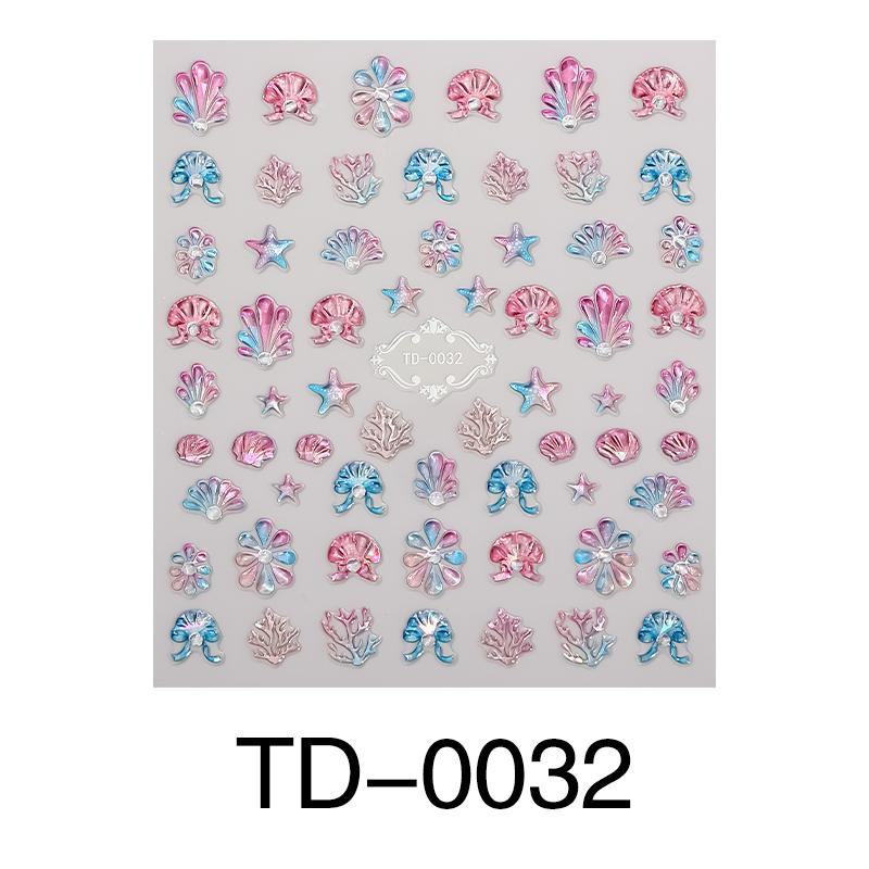 1pc 5D Ocean Dolphins Jelly Nail Art Sticker Jellyfish Shells Self-Adhesive Nail Decals for Nails DIY Manicure Decoration