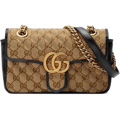 Мини-сумка GG Marmont Бежевая Эбеновое дерево/Черный Женские сумки Коричневый 446744-HVKEG-9772