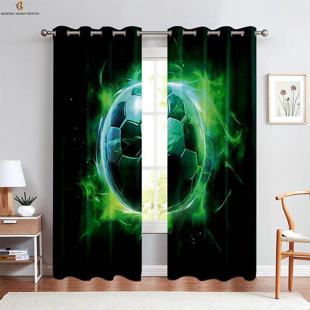 Разбейте кирпичную стену Крутой футбол 3D Печатные шторы Детская комната Гостиная Кухня Спальня Декоративные шторы 2 шт.