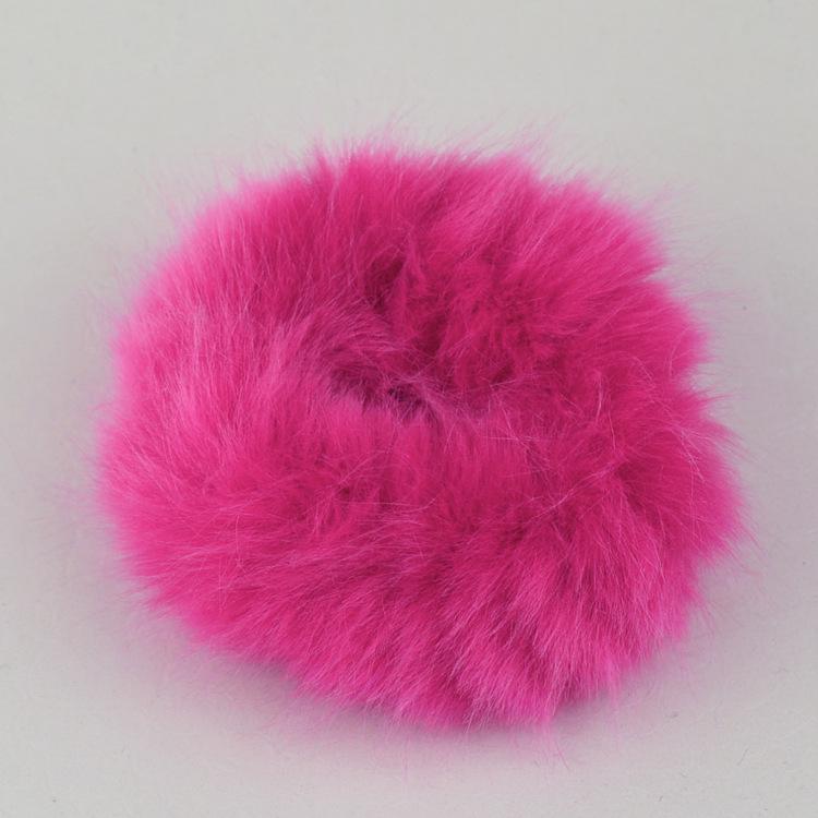 Резинка для волос в корейском стиле с цветком из искусственного кроличьего меха - Плюшевый помпон, эластичная резинка