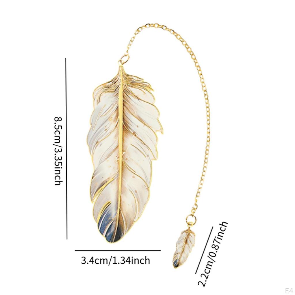 Feather Bookmark Metal with Charm Decorative Elegant Stylish Modern Art Book
