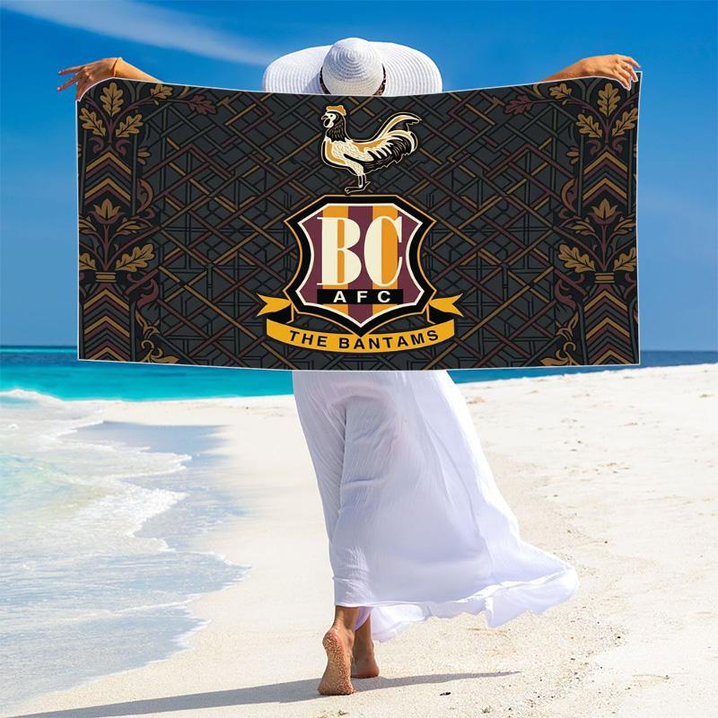 Пляжное полотенце Bradford City AFC, Большое, Мягкое, Быстросохнущее, для Пляжа, Кемпинга, Плавания