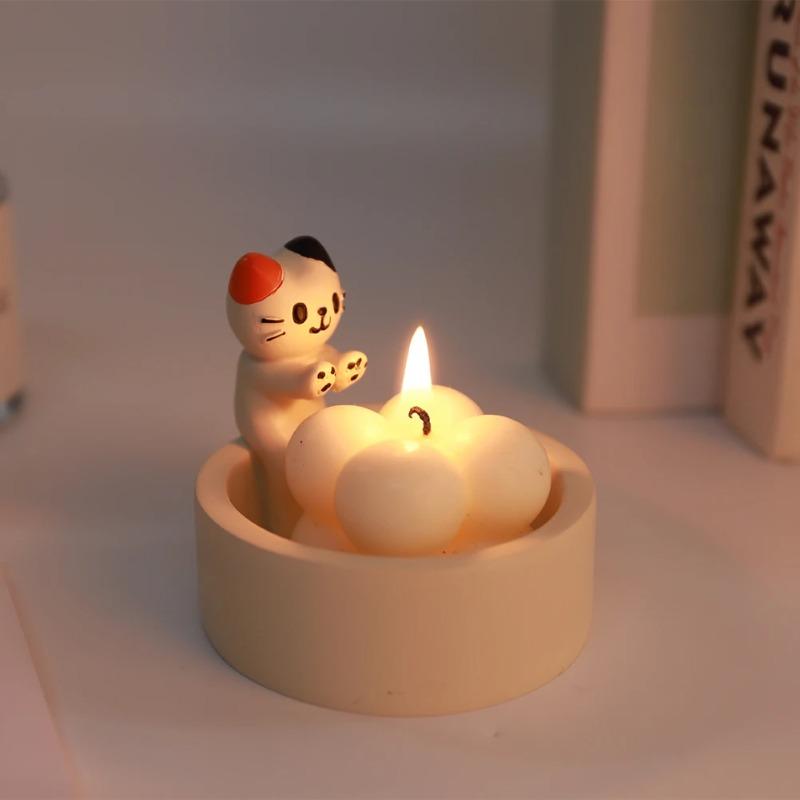 Мультяшный подсвечник в виде котенка, греющие лапки, милый ароматический подсвечник, милый подсвечник для ароматерапии в виде жареного кота, настольное украшение
