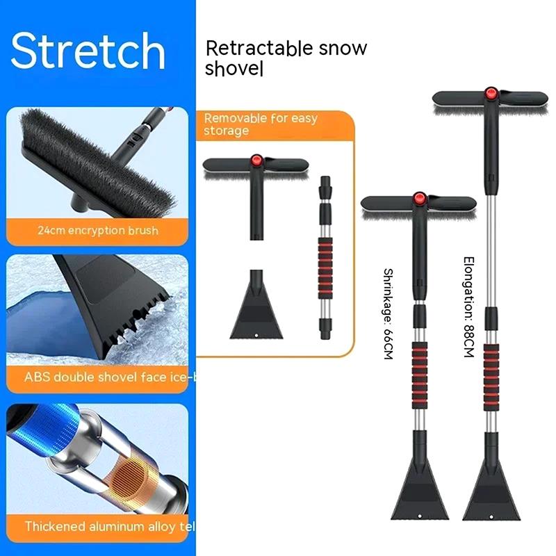 1Pc Multifunctional Winter Car Cleaner Extendable Snow Shovel Ice Scraper Brush Detachable Windshield Too