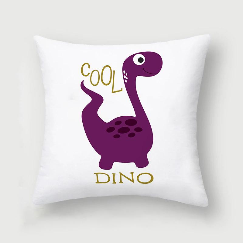 Cute and Interesting Cartoon Dinosaur Throw Pillow Set Sofa Chair Cushion Cover Children's Room Home Decoration Pillowcase 45x45