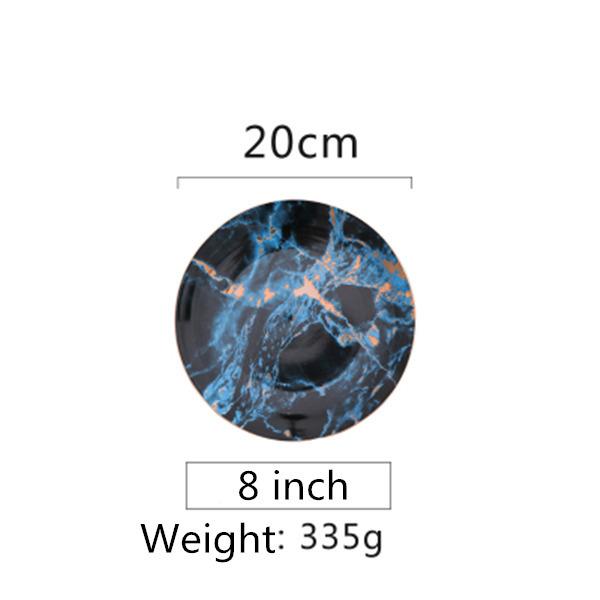 Мраморные тарелки в европейском стиле Керамическая посуда Золотая инкрустация Фарфоровая десертная тарелка Стейк Салат Закуска Торт Тарелки Посуда