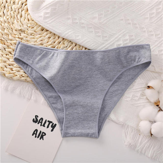 FINETOO Low Waist Cotton Panties Sexy Female Underpants Solid Breathable Comfortable Women Underwear Ladies Pantys Lingerie M-XXL