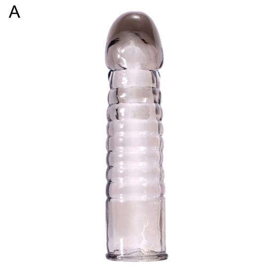 Penis Extender Reusable Sexual Stimulation Silicone Sex Condom Delay Sleeve for Couple
