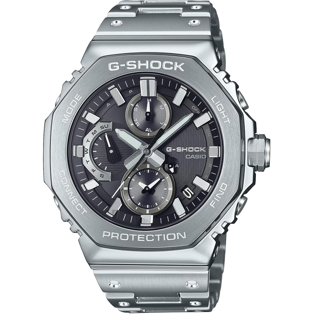 Casio G-Shock Полностью металлический Хронограф Bluetooth Tough Solar Мужские часы Серебристые