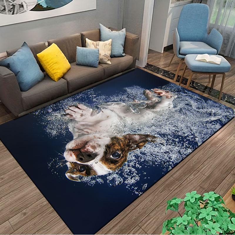 Diving Dog Underwater Design suitable as a non-slip mat for the living room or bedroom sofa