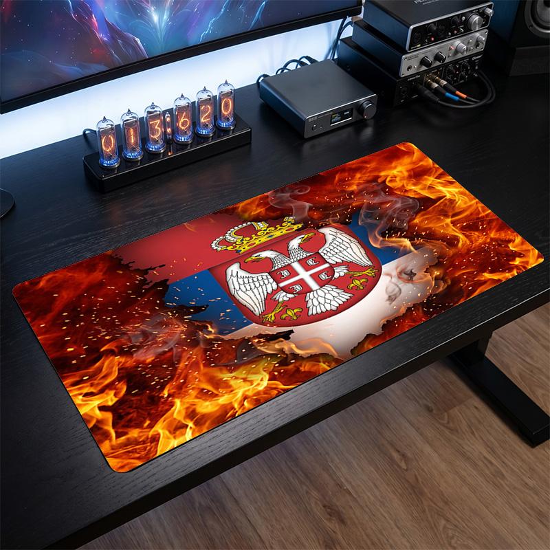 X2515==Serbia Crest Mouse Pad, Extended Non Slip Rubber Desk Mat for Gaming Office Laptop Fan Gift
