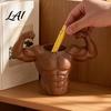 Unique Fitness Pen Holder 3D Printed Holder Muscular Man Figure Creative Desk Organizer And Brush Storage Cup for Pens Makeup Brushes Funny