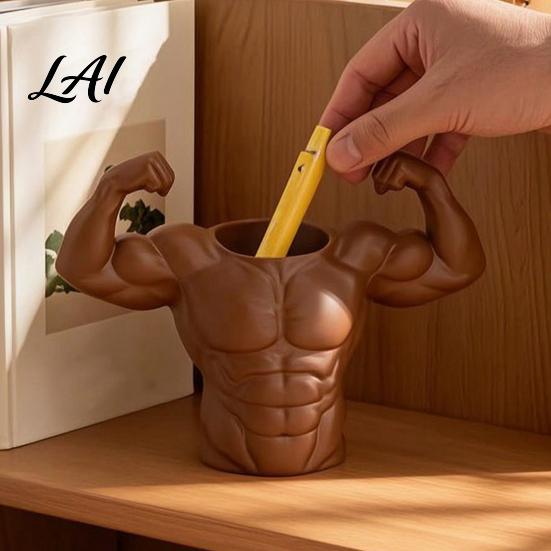 Unique Fitness Pen Holder 3D Printed Holder Muscular Man Figure Creative Desk Organizer And Brush Storage Cup for Pens Makeup Brushes Funny