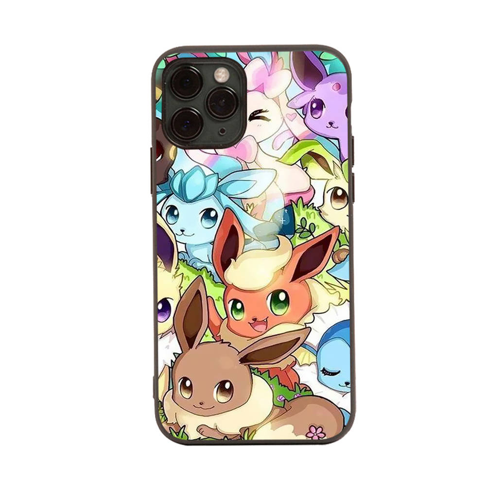 Чехол PK18 Pokemon Black Sofe для iPhone 16 15 Plus 14 13 Pro 8 SE XR XS Max P30 Nova 5T Y5P Y6 Y7 Y8P Y9 Realme C30 C33 C31 VIVO Y36 V27