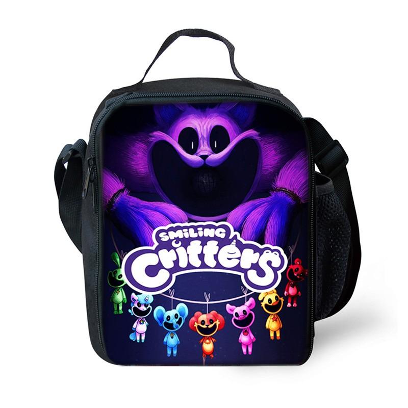 PVC Insulated Lunch Bag With Cute Horror Poppy Smile Animal Print Office Workers Students