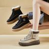 Женские зимние ботинки на толстой платформе, зимние нескользящие полусапожки, прогулочные ботинки на шнуровке с подкладкой из искусственного меха, женские теплые высокие кроссовки с флисовой подкладкой