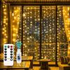 LED Curtain String Light USB With Remote 8 Lighting Modes Fairy Garland Festoon for Wedding Holiday Bedroom Christmas Decoration