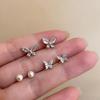 3Pair Light Luxury Mini Butterfly Stud Earrings Set For Women Girls Cute Exquisite Earrings Jewelry Accessories Gifts