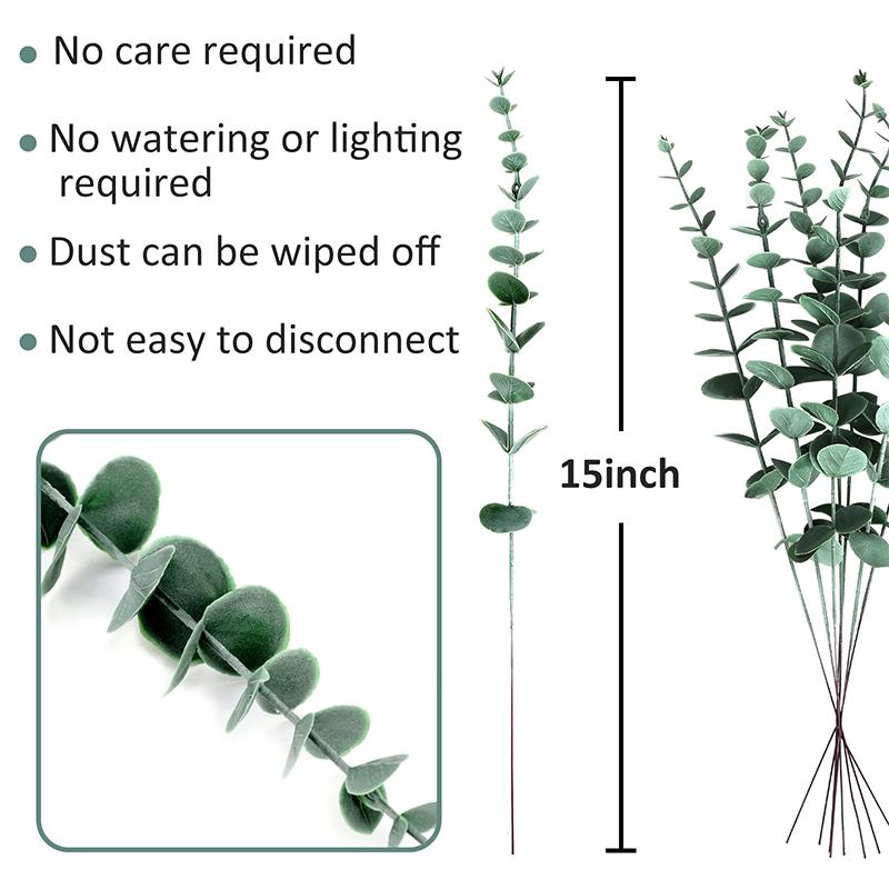 24 шт. искусственных растений, листьев эвкалипта, зеленых веток, цветочного венка, букета своими руками, центрального элемента, свадебного украшения для дома, 38 см