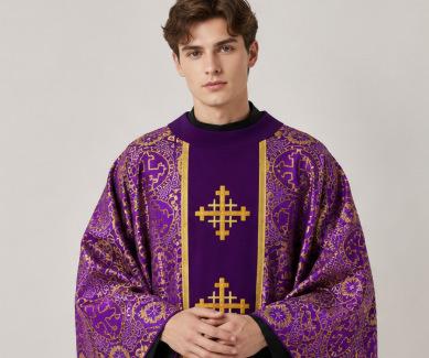 Cosplay European and American Halloween medieval gothic print shawl cross cape retro stage performance suit men