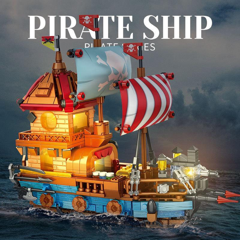 Ovly Пиратский корабль Винтажные парусники Строительный MOC Игрушка Образовательные Декоративные украшения Карибский Набор блоков Детский подарок на день рождения