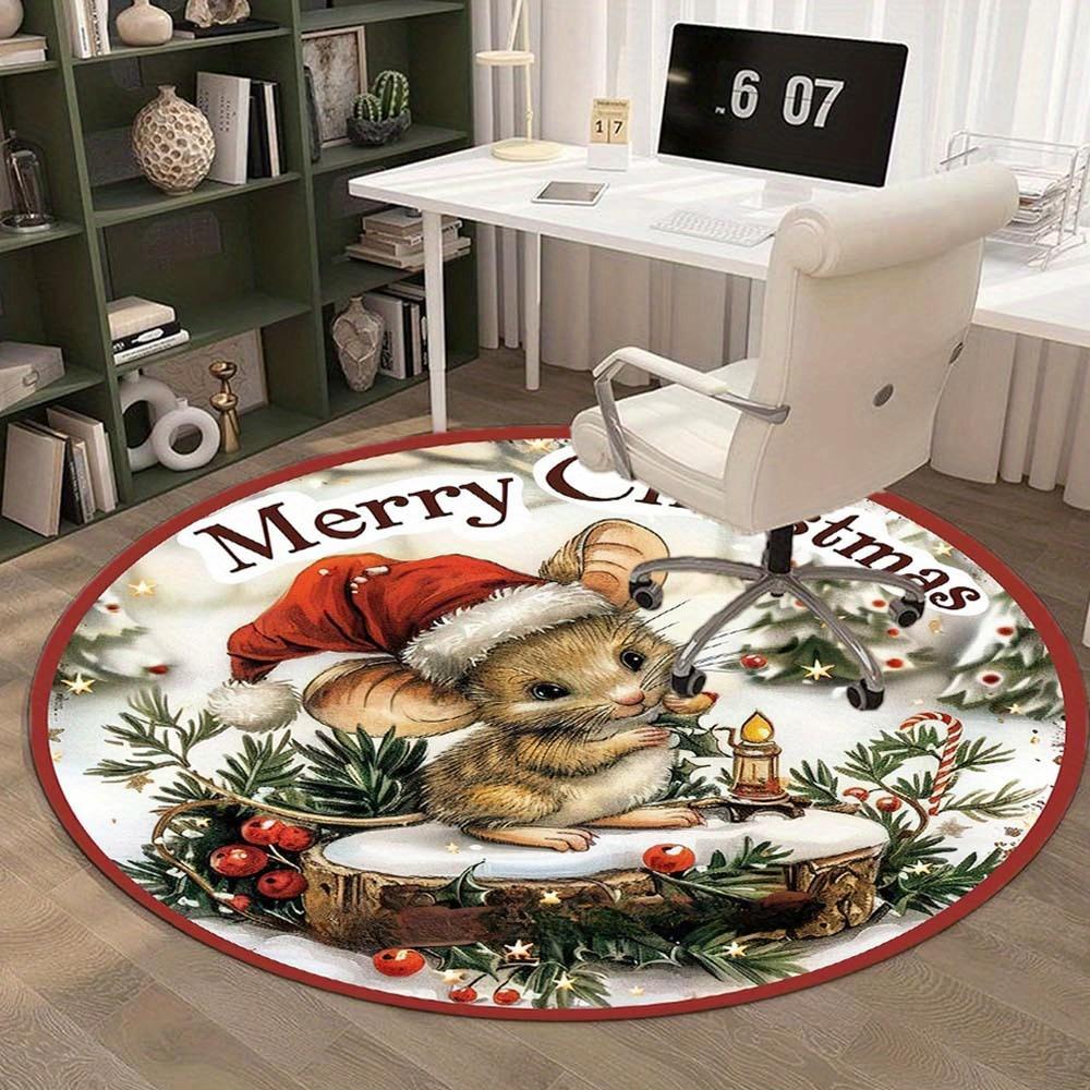 1 Piece Christmas Decoration Black Pink Santa Claus Round Rug Suitable For Office Bedroom And Kitchen Home Decoration Christmas Decoration Gifts For