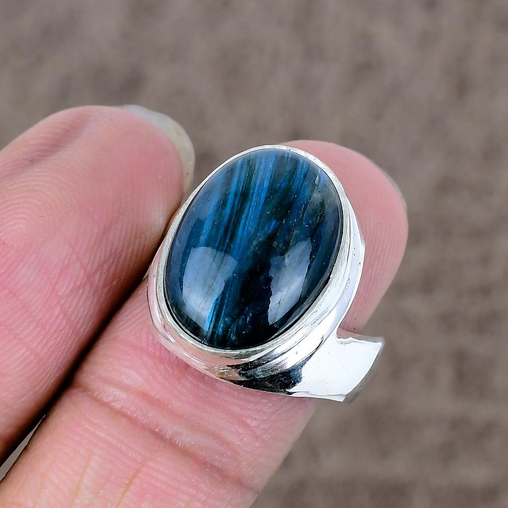 Labradorite Genstone Handmade 925 Sterling Silver Jewelry Ring Size 8 KKG-543