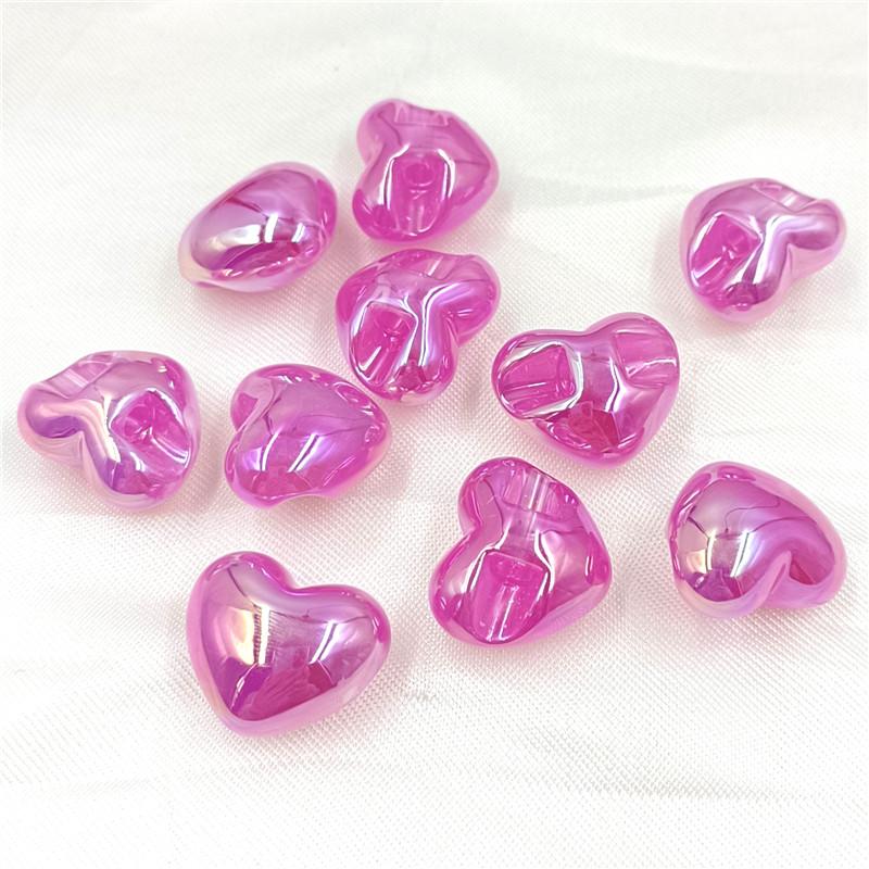 10Pcs Back Hole Peach Heart Dazzling UV Beads Three-dimensional Jewelry Accessories DIY Earrings Fashion Necklace Bracelet Materials Handmade