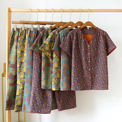 Женские пижамные комплекты, одежда для сна, одежда для дома с коротким рукавом, цветочный принт в женском нижнем белье