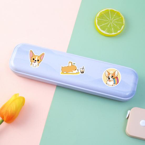 50 шт./компл. наклейка на чехол для телефона, мультяшная самоклеящаяся водостойкая ПВХ съемная наклейка «сделай сам», собака корги, животное, багаж, скейтборд, наклейки, принадлежности для студентов