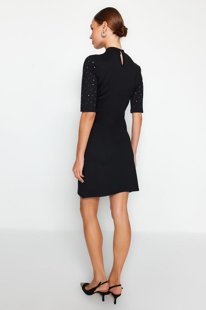 Женская модная деловая мини-юбка с короткими рукавами и мятным поясом, мини-тканое платье с воланами