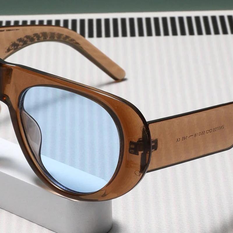 Модные Новые Ретро Овальные Солнцезащитные Очки с Большой Оправой Модные Аксессуары Минималистичный Дизайн Солнцезащитные Очки Устойчивые к УФ-излучению Женские