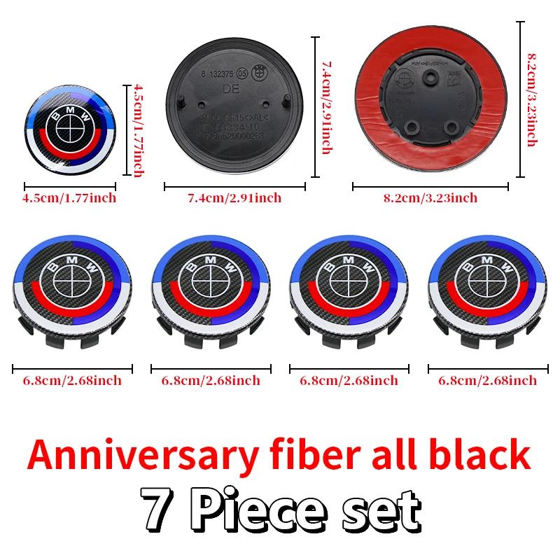 7Pcs 50th Anniversary Fiber Black Car Hood Front Rear Trunk Emblem Badge For BMW F20 E36 E46 X6 M4 E60 E93 E87 G01 G20 X3 X5 F30 FV7