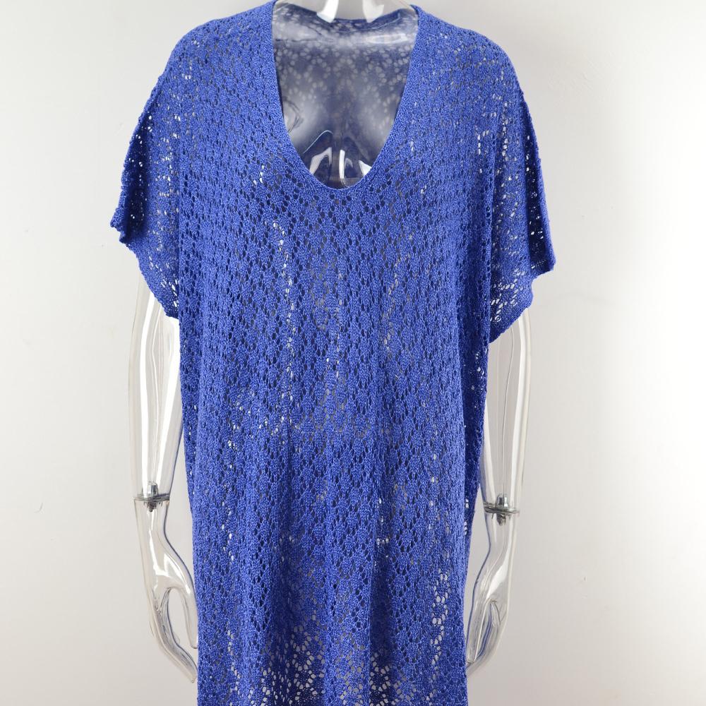 Plus Size Summer Women's Beach Cover Up Hollow Out Knit Sweater Beach Holiday Bikini Sunwear