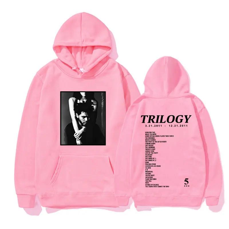 Large hooded sweatshirt with men's The Weeknd Trilogy music album print  hip-hop trend sweater  sweatshirt  unisex casual wear